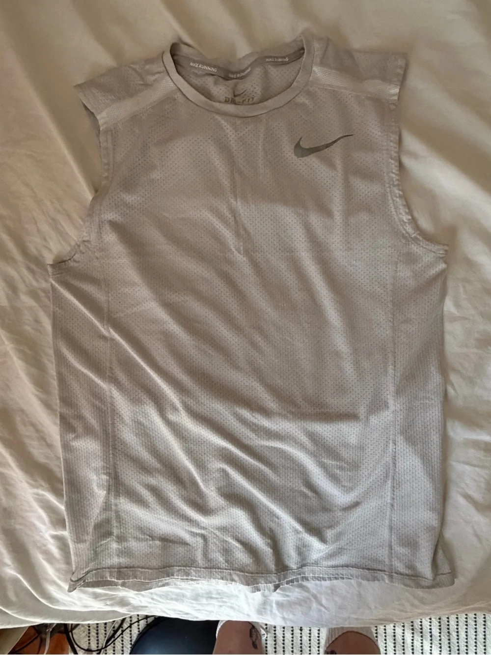 Nike Men’s White Sleeveless Dri-FIT Running Shirt